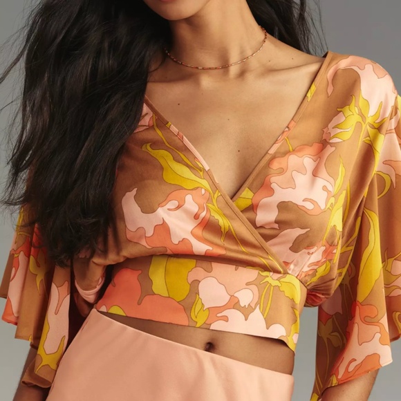 Anthropologie Tops - TINY by Anthropologie || Olympia faux wrap top in cedar